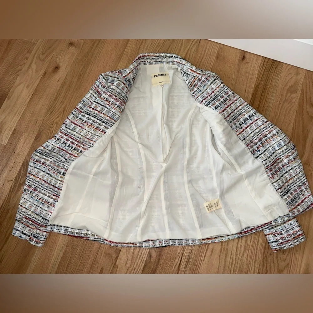 L'AGENCE Kenzie Tweed Double Breasted Blazer Corporate Work Office Career Size 2 - Picture 11 of 15